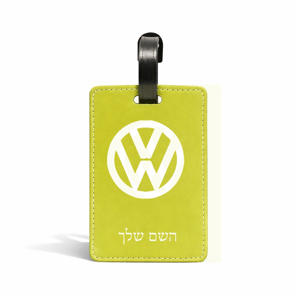 תווית לסימון מזוודה \ תיק בעיצוב אישי עם השם שלך בעיצוב פולקסווגן גודל 10.3 × 7 ס"מ