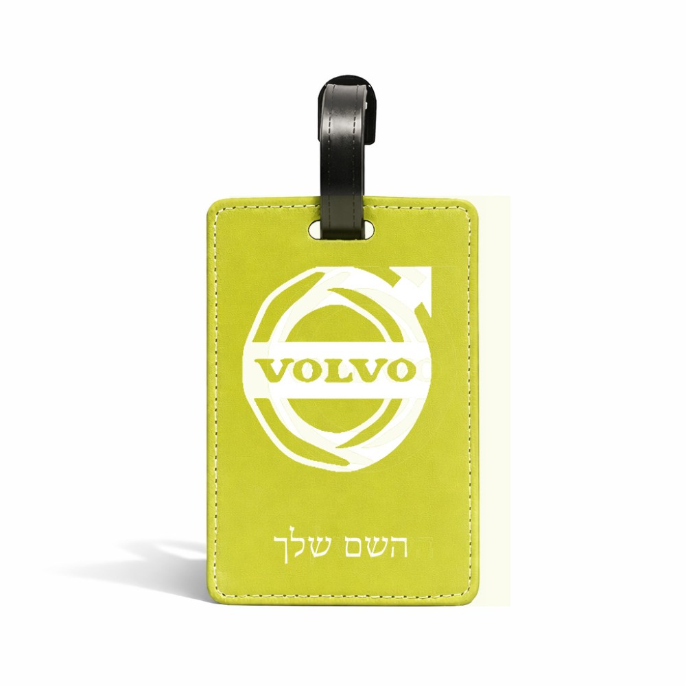 תווית לסימון מזוודה \ תיק בעיצוב אישי עם השם שלך בעיצוב וולוו גודל 10.3 × 7 ס"מ
