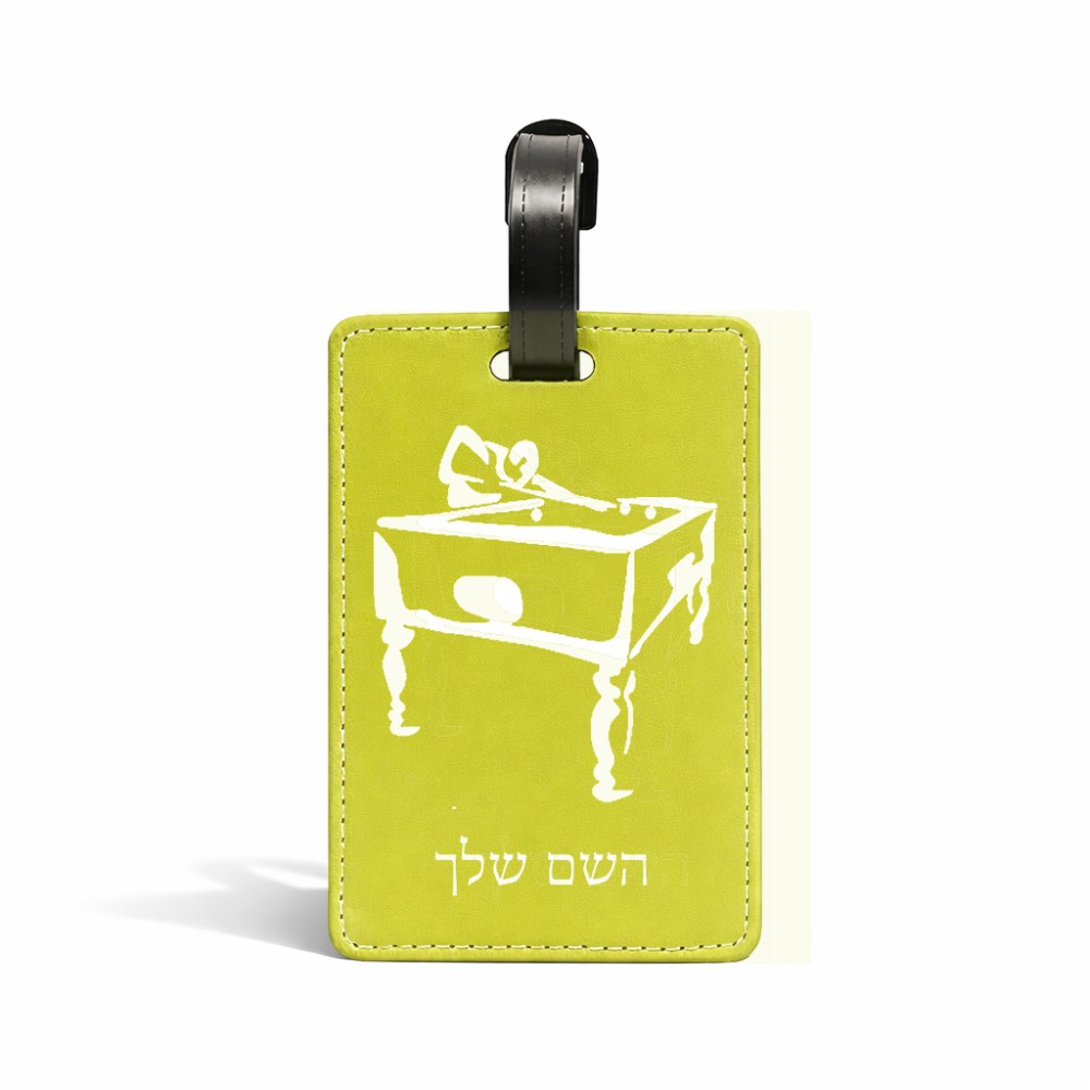 תווית לסימון מזוודה \ תיק בעיצוב אישי עם השם שלך בעיצוב שחקן ביליארד גודל 10.3 × 7 ס"מ