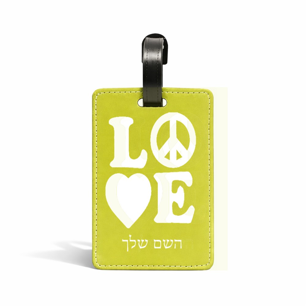 תווית לסימון מזוודה \ תיק בעיצוב אישי עם השם שלך בעיצוב אהבה גודל 10.3 × 7 ס"מ