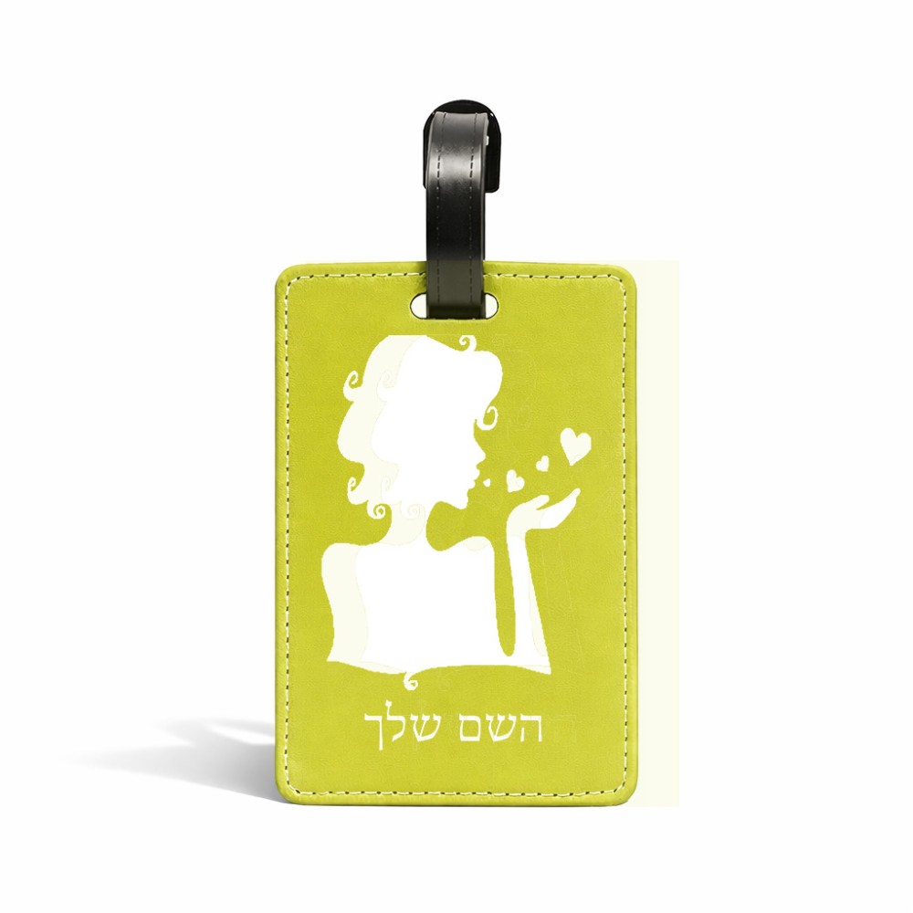 תווית לסימון מזוודה \ תיק בעיצוב אישי עם השם שלך בעיצוב אהבת נשים גודל 10.3 × 7 ס"מ