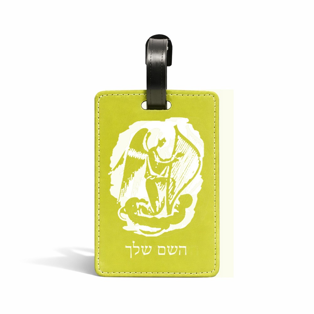 תווית לסימון מזוודה \ תיק בעיצוב אישי עם השם שלך בעיצוב אנג'ל מוזיקלי גודל 10.3 × 7 ס"מ