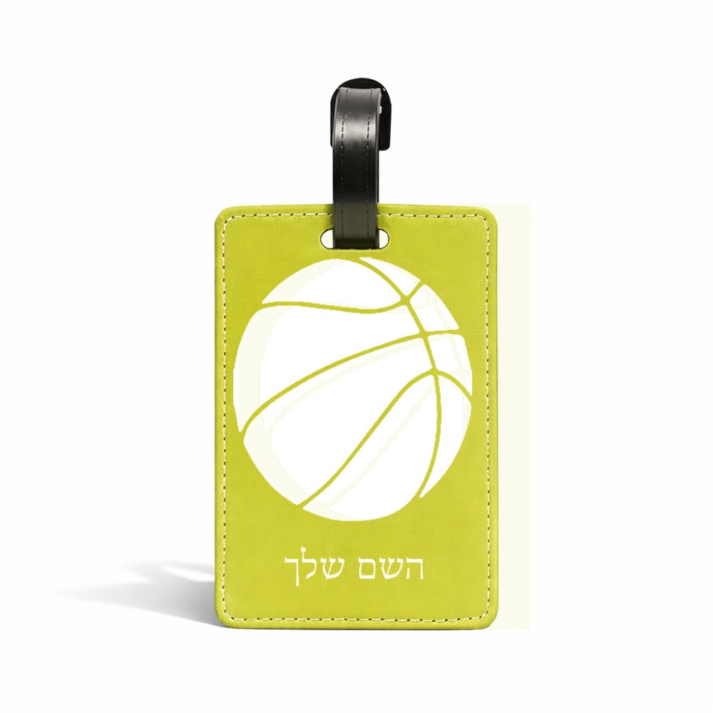 תווית לסימון מזוודה \ תיק בעיצוב אישי עם השם שלך בעיצוב כדורסל גודל 10.3 × 7 ס"מ