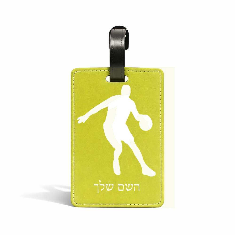 תווית לסימון מזוודה \ תיק בעיצוב אישי עם השם שלך בעיצוב שחקן כדורסל גודל 10.3 × 7 ס"מ