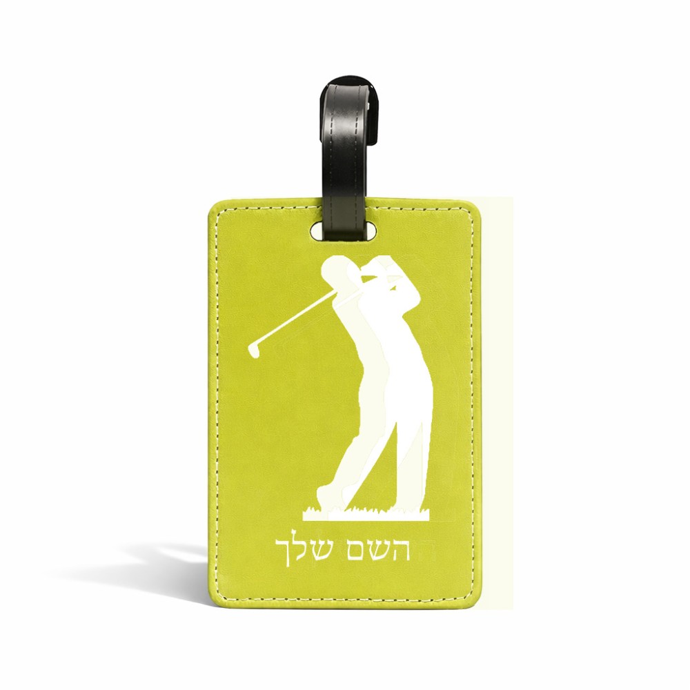 תווית לסימון מזוודה \ תיק בעיצוב אישי עם השם שלך בעיצוב שחקן גולף גודל 10.3 × 7 ס"מ