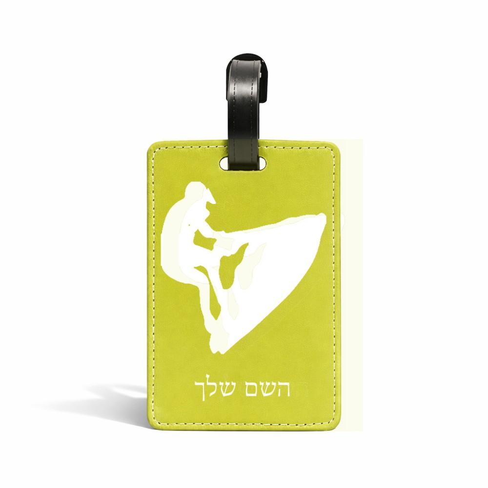 תווית לסימון מזוודה \ תיק בעיצוב אישי עם השם שלך בעיצוב אופנוע ים גודל 10.3 × 7 ס"מ