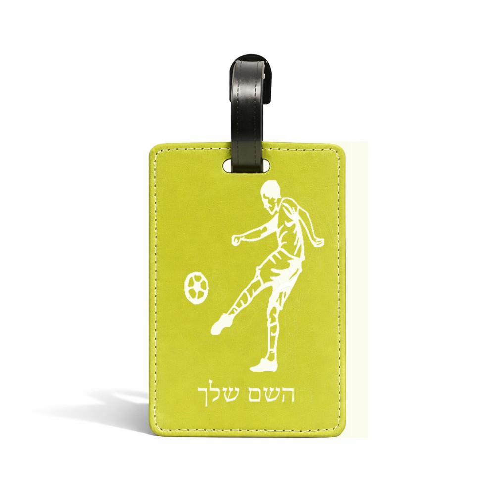 תווית לסימון מזוודה \ תיק בעיצוב אישי עם השם שלך בעיצוב שחקן כדורגל גודל 10.3 × 7 ס"מ