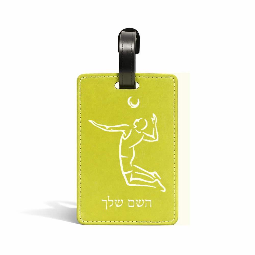 תווית לסימון מזוודה \ תיק בעיצוב אישי עם השם שלך בעיצוב שחקן כדורעף גודל 10.3 × 7 ס"מ