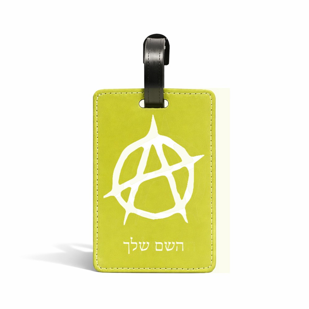 תווית לסימון מזוודה \ תיק בעיצוב אישי עם השם שלך בעיצוב אנרכיה גודל 10.3 × 7 ס"מ