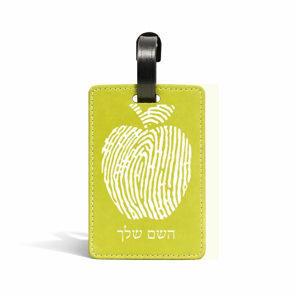 תווית לסימון מזוודה \ תיק בעיצוב אישי עם השם שלך בעיצוב הדפס תפוח גודל 10.3 × 7 ס"מ