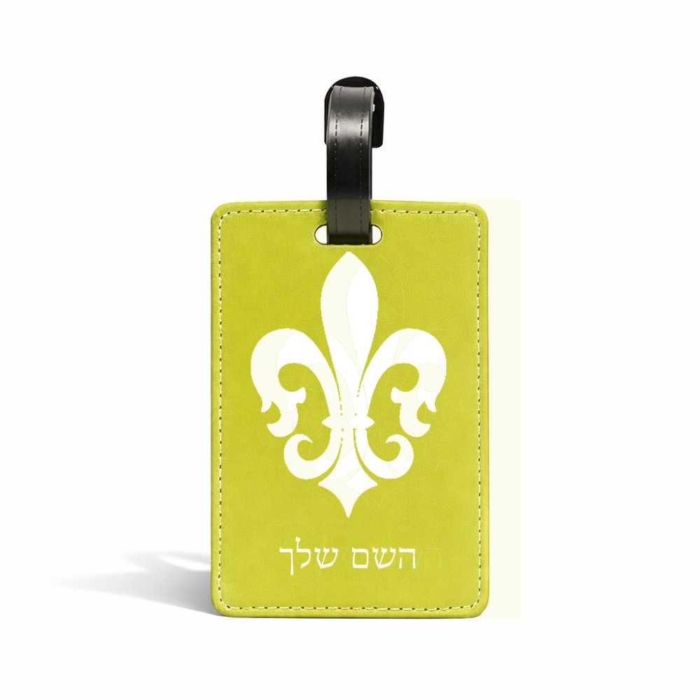 תווית לסימון מזוודה \ תיק בעיצוב אישי עם השם שלך בעיצוב פרחי פרחים - צרפת גודל 10.3 × 7 ס"מ