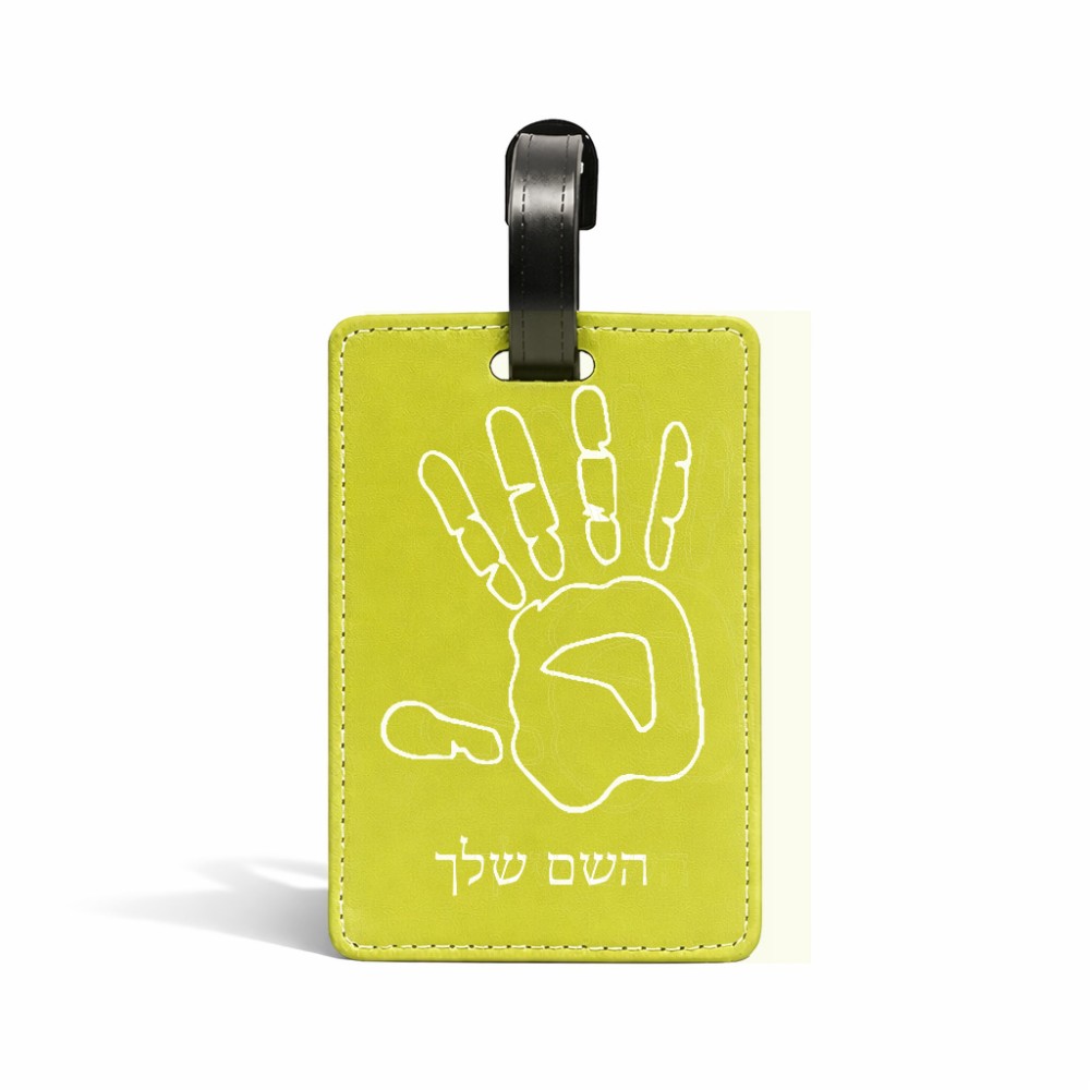 תווית לסימון מזוודה \ תיק בעיצוב אישי עם השם שלך בעיצוב יד גודל 10.3 × 7 ס"מ