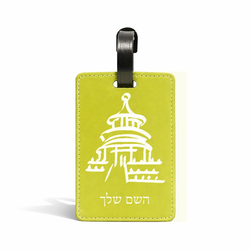 תווית לסימון מזוודה \ תיק בעיצוב אישי עם השם שלך בעיצוב פגודה - יפן גודל 10.3 × 7 ס"מ