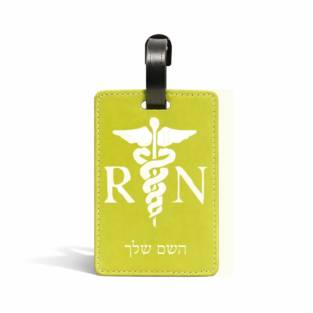 תווית לסימון מזוודה \ תיק בעיצוב אישי עם השם שלך בעיצוב אחות מוסמכת גודל 10.3 × 7 ס"מ