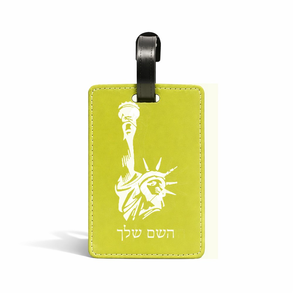 תווית לסימון מזוודה \ תיק בעיצוב אישי עם השם שלך בעיצוב פסל החירות גודל 10.3 × 7 ס"מ