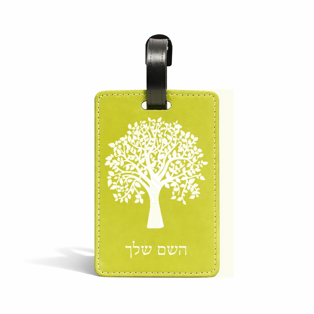 תווית לסימון מזוודה \ תיק בעיצוב אישי עם השם שלך בעיצוב עץ גודל 10.3 × 7 ס"מ