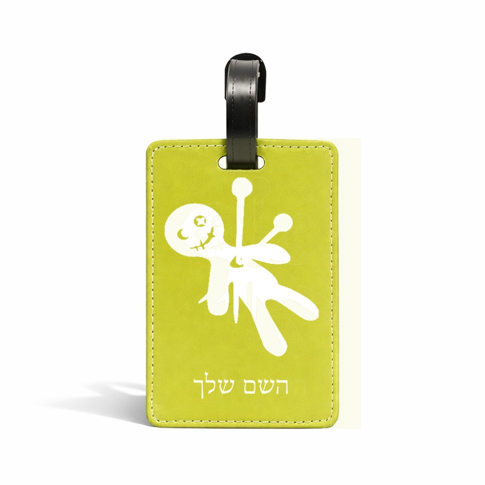 תווית לסימון מזוודה \ תיק בעיצוב אישי עם השם שלך בעיצוב וודו גודל 10.3 × 7 ס"מ