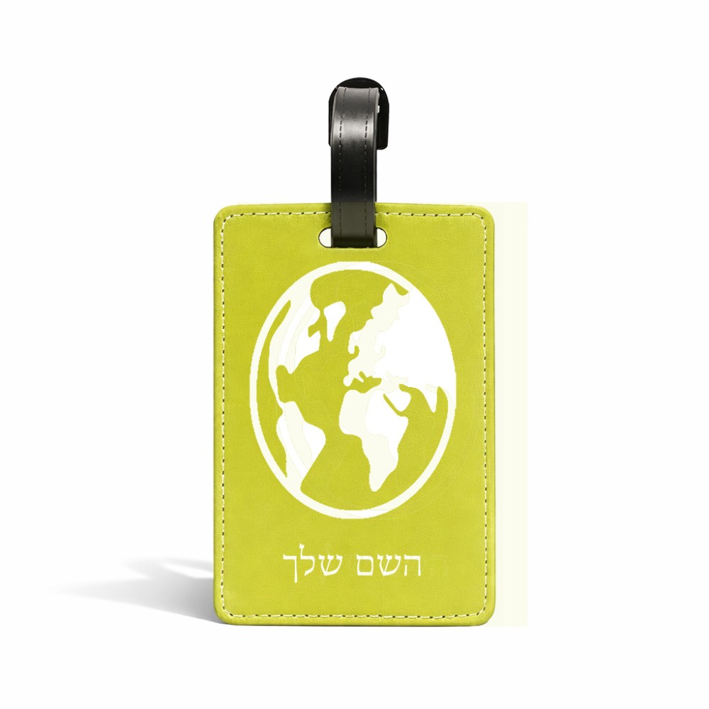 תווית לסימון מזוודה \ תיק בעיצוב אישי עם השם שלך בעיצוב עולם גודל 10.3 × 7 ס"מ