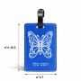 תווית לסימון מזוודה \ תיק בעיצוב אישי עם השם שלך בעיצוב פרפר גודל 10.3 × 7 ס"מ