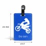תווית לסימון מזוודה \ תיק בעיצוב אישי עם השם שלך בעיצוב מוטוקרוס גודל 10.3 × 7 ס"מ