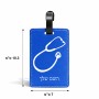 תווית לסימון מזוודה \ תיק בעיצוב אישי עם השם שלך בעיצוב סטטוסקופ רופא גודל 10.3 × 7 ס"מ