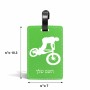תווית לסימון מזוודה \ תיק בעיצוב אישי עם השם שלך בעיצוב רוכב אופניים גודל 10.3 × 7 ס"מ