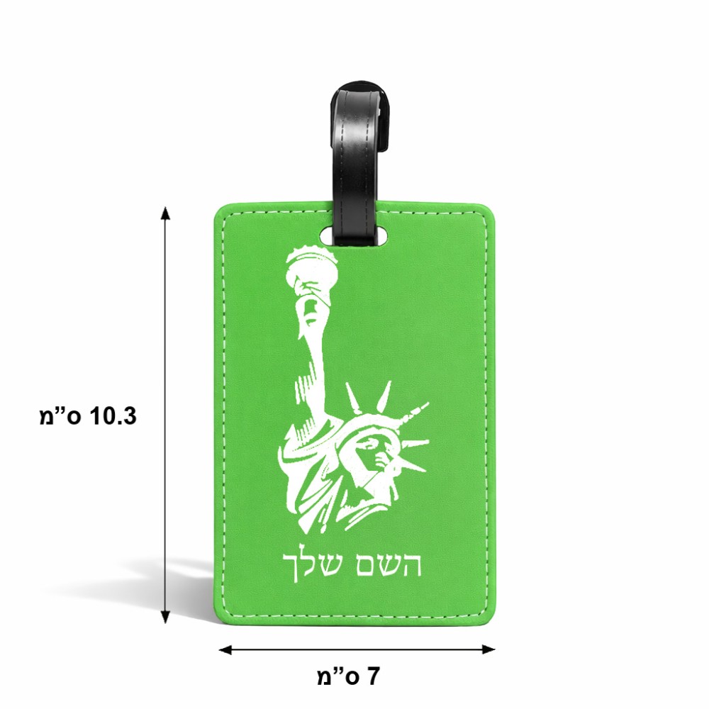 תווית לסימון מזוודה \ תיק בעיצוב אישי עם השם שלך בעיצוב פסל החירות גודל 10.3 × 7 ס"מ