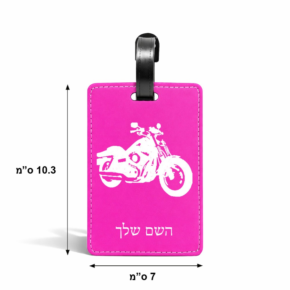 תווית לסימון מזוודה \ תיק בעיצוב אישי עם השם שלך בעיצוב הארלי-דיווידסון גודל 10.3 × 7 ס"מ