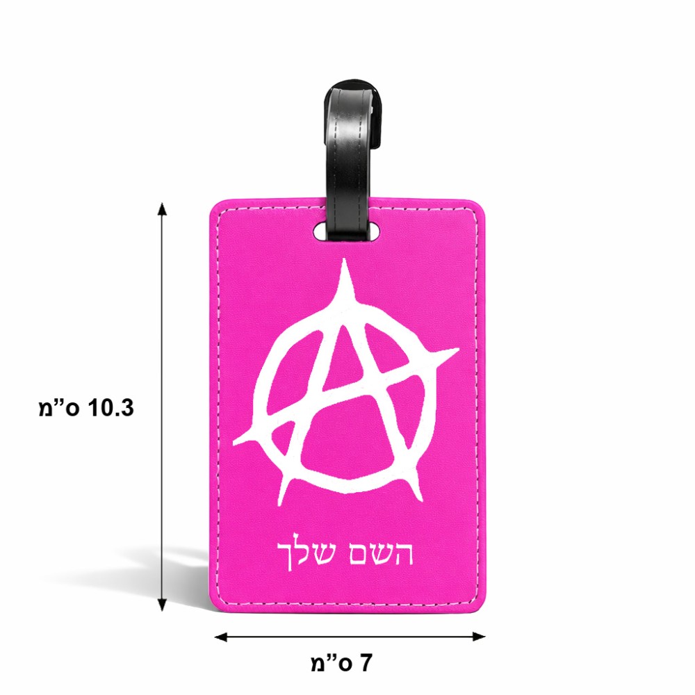 תווית לסימון מזוודה \ תיק בעיצוב אישי עם השם שלך בעיצוב אנרכיה גודל 10.3 × 7 ס"מ