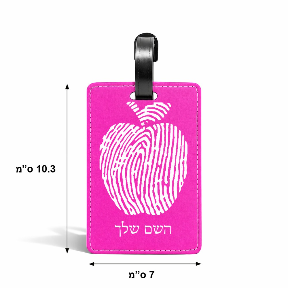 תווית לסימון מזוודה \ תיק בעיצוב אישי עם השם שלך בעיצוב הדפס תפוח גודל 10.3 × 7 ס"מ