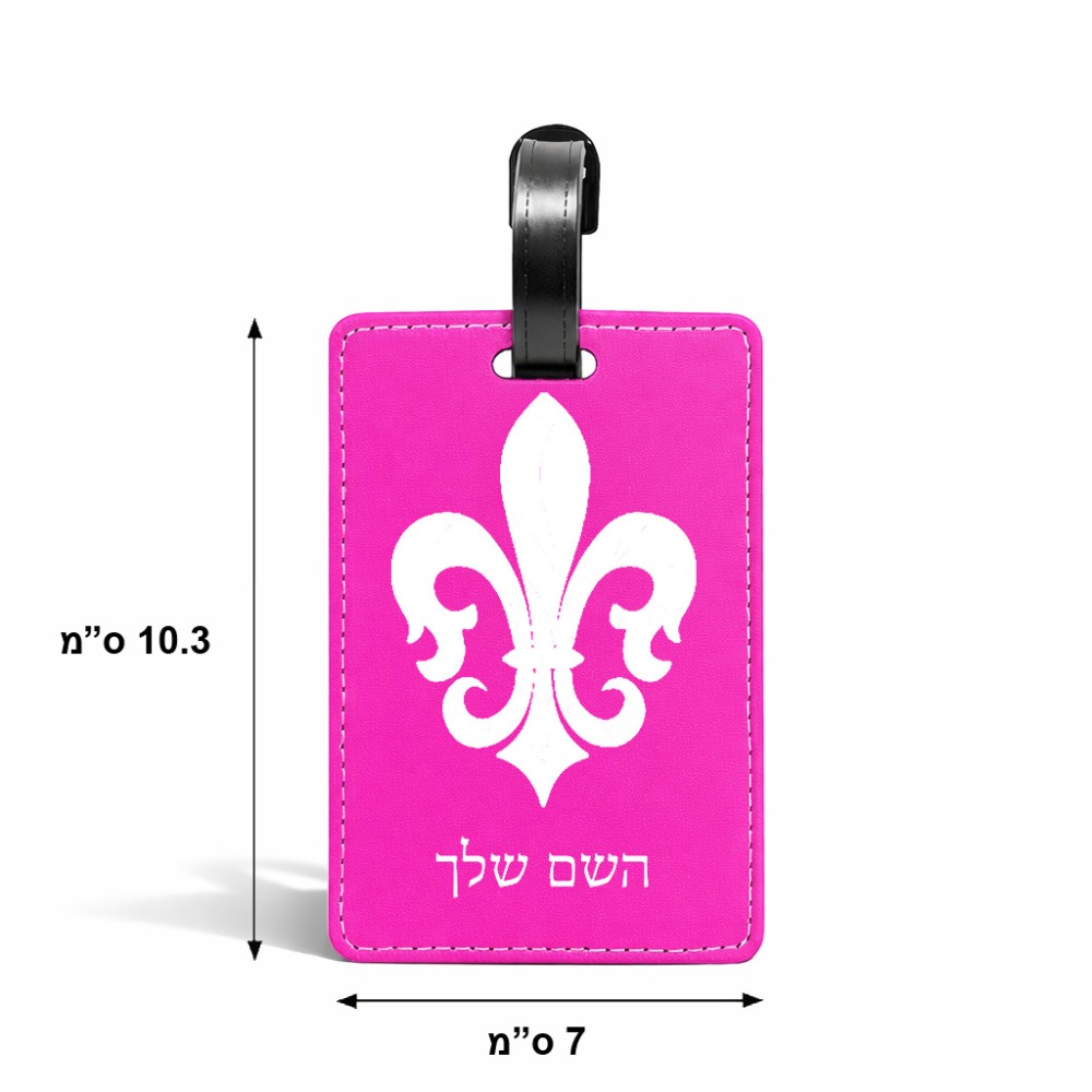 תווית לסימון מזוודה \ תיק בעיצוב אישי עם השם שלך בעיצוב פרחי פרחים - צרפת גודל 10.3 × 7 ס"מ