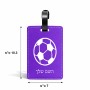 תווית לסימון מזוודה \ תיק בעיצוב אישי עם השם שלך בעיצוב כדורגל כדור כדורגל גודל 10.3 × 7 ס"מ