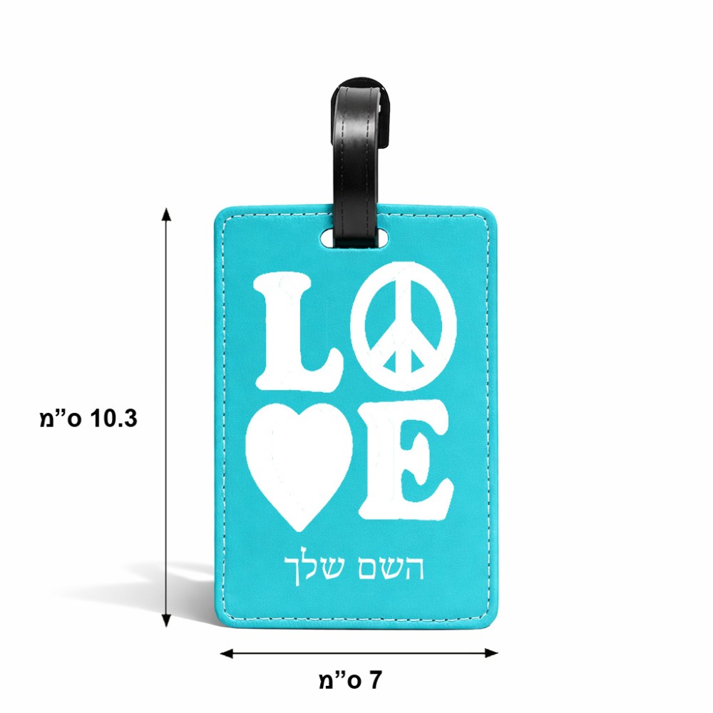 תווית לסימון מזוודה \ תיק בעיצוב אישי עם השם שלך בעיצוב אהבה גודל 10.3 × 7 ס"מ