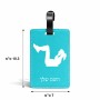 תווית לסימון מזוודה \ תיק בעיצוב אישי עם השם שלך בעיצוב אישה מתאמנת גודל 10.3 × 7 ס"מ