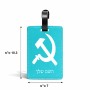 תווית לסימון מזוודה \ תיק בעיצוב אישי עם השם שלך בעיצוב פטיש ומגל גודל 10.3 × 7 ס"מ