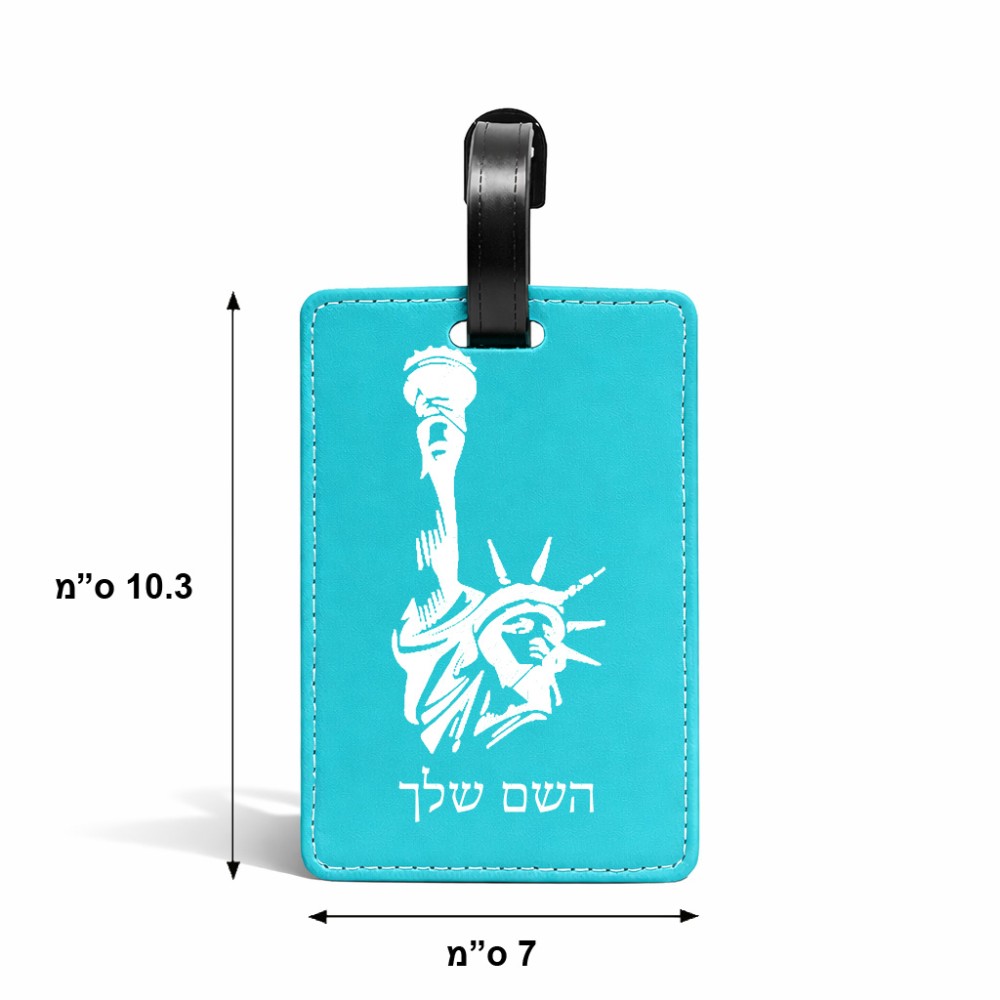 תווית לסימון מזוודה \ תיק בעיצוב אישי עם השם שלך בעיצוב פסל החירות גודל 10.3 × 7 ס"מ