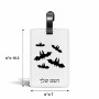 תווית לסימון מזוודה \ תיק בעיצוב אישי עם השם שלך בעיצוב עטלפים גודל 10.3 × 7 ס"מ