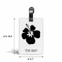 תווית לסימון מזוודה \ תיק בעיצוב אישי עם השם שלך בעיצוב פרח היביסקוס גודל 10.3 × 7 ס"מ