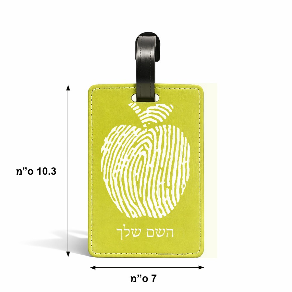 תווית לסימון מזוודה \ תיק בעיצוב אישי עם השם שלך בעיצוב הדפס תפוח גודל 10.3 × 7 ס"מ