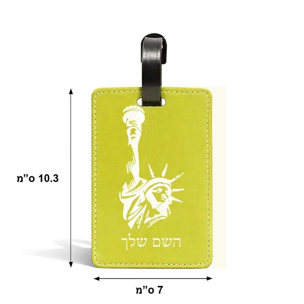 תווית לסימון מזוודה \ תיק בעיצוב אישי עם השם שלך בעיצוב פסל החירות גודל 10.3 × 7 ס"מ