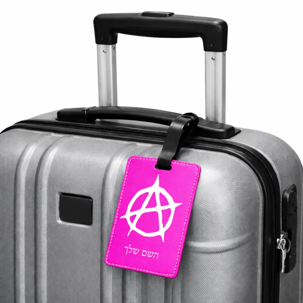 תווית לסימון מזוודה \ תיק בעיצוב אישי עם השם שלך בעיצוב אנרכיה גודל 10.3 × 7 ס"מ
