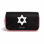 תיק איפור  בעיצוב אישי עם השם שלך בעיצוב מגן דוד - מגן דוד - ישראל גודל 11 × 22 × 10 ס"מ
