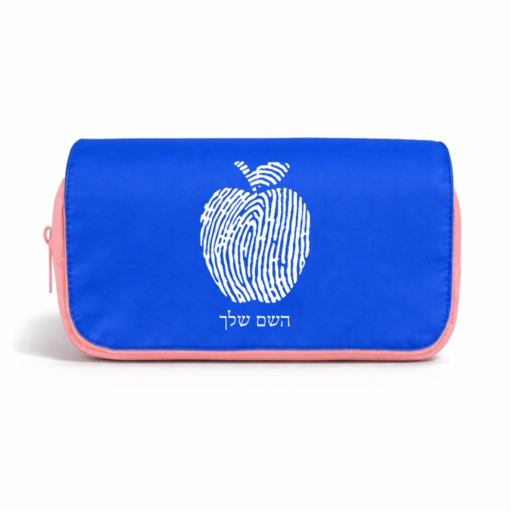 תיק איפור  בעיצוב אישי עם השם שלך בעיצוב הדפס תפוח גודל 11 × 22 × 10 ס"מ