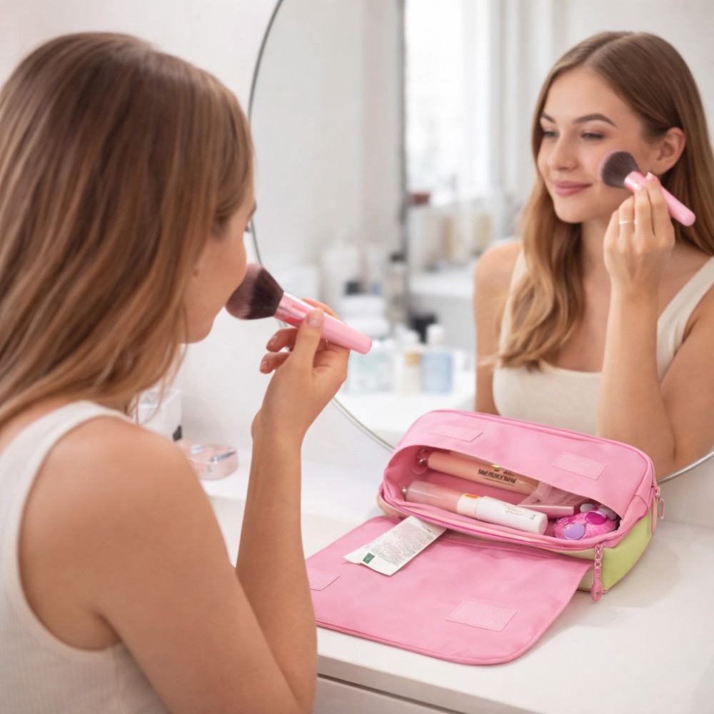 תיק איפור  בעיצוב אישי עם השם שלך בעיצוב מעבדה גודל 11 × 22 × 10 ס"מ