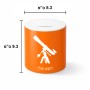 קופת צדקה \ חיסכון קרמית בעיצוב אישי עם השם שלך בעיצוב טלסקופ גודל הקופה 20 × 25 ס"מ