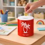 קופת צדקה \ חיסכון קרמית בעיצוב אישי עם השם שלך בעיצוב כפות ידיים גודל הקופה 20 × 25 ס"מ
