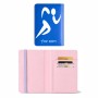 כיסוי דרכון ת.ז ארנק צבע פנימי ורוד בעיצוב אישי עם השם שלך בעיצוב רצים אולימפיים גודל 10 × 14.4 ס"מ