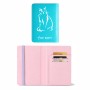 כיסוי דרכון ת.ז ארנק צבע פנימי ורוד בעיצוב אישי עם השם שלך בעיצוב חתול גודל 10 × 14.4 ס"מ