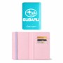 כיסוי דרכון ת.ז ארנק צבע פנימי ורוד בעיצוב אישי עם השם שלך בעיצוב סובארו גודל 10 × 14.4 ס"מ