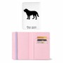 כיסוי דרכון ת.ז ארנק צבע פנימי ורוד בעיצוב אישי עם השם שלך בעיצוב כלב גודל 10 × 14.4 ס"מ